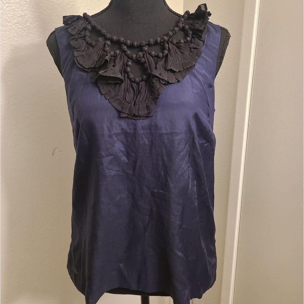 NWT J. Crew blouse‎ dark blue size zip size 8
